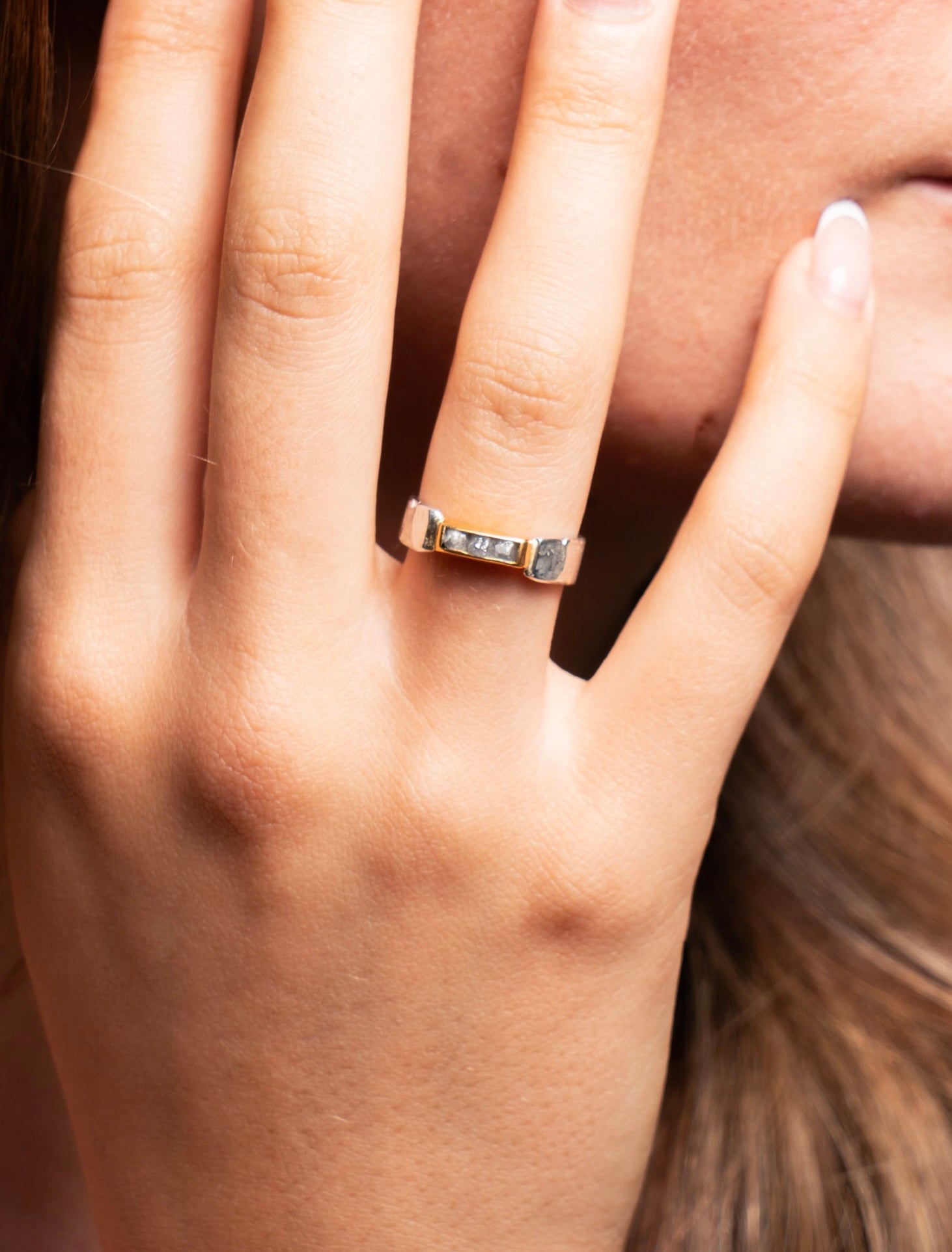 Rough Diamond Sterling Silver & Gold Vermeil Ring