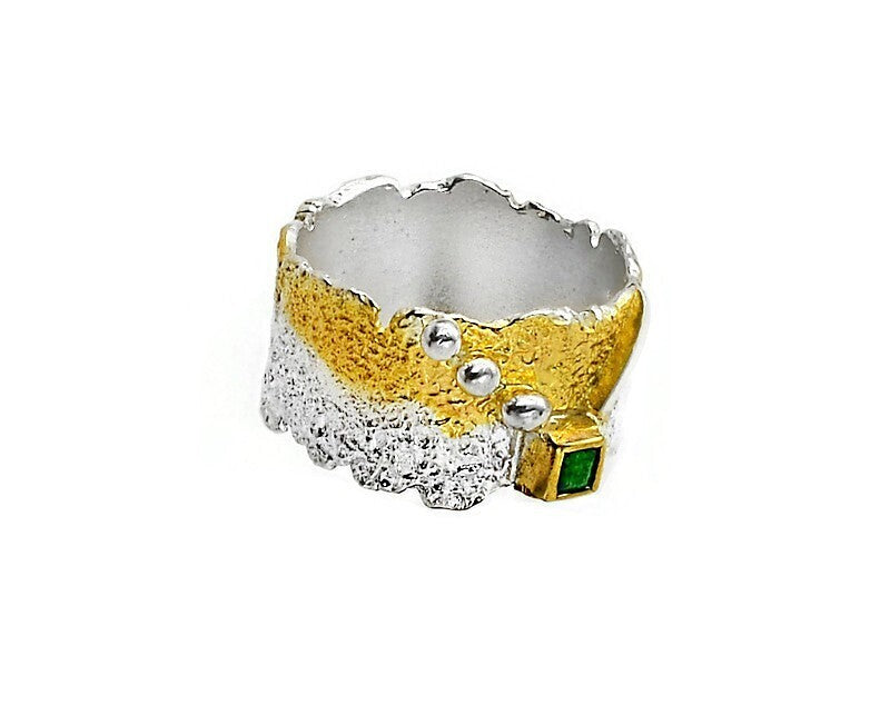 Emerald, Silver & Gold Ring