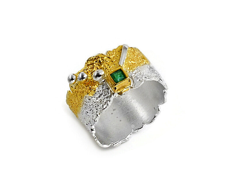 Emerald, Silver & Gold Ring