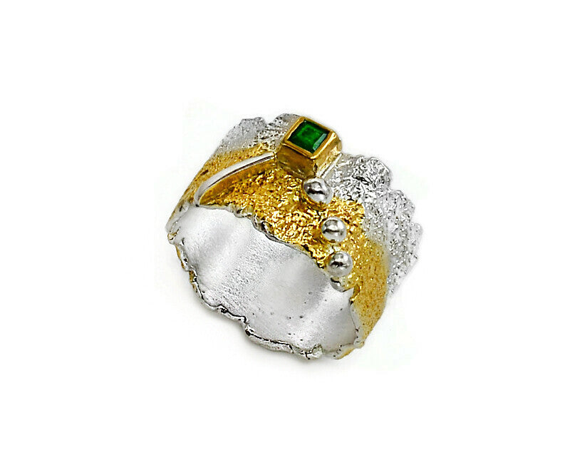 Emerald, Silver & Gold Ring