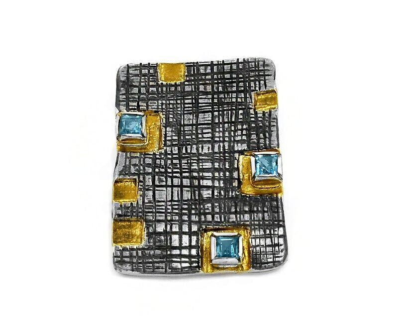 Stylish Topaz, Gold & Oxidized Pendant