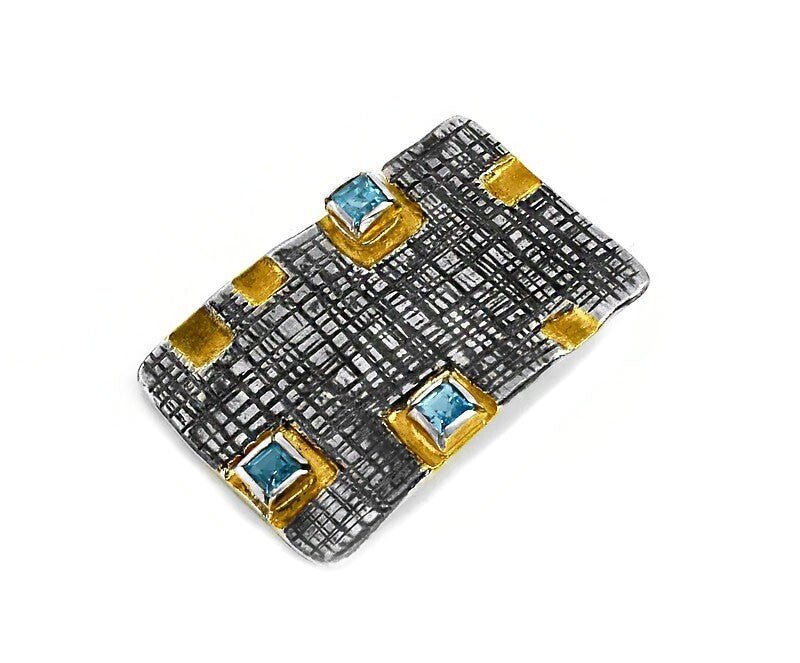 Stylish Topaz, Gold & Oxidized Pendant