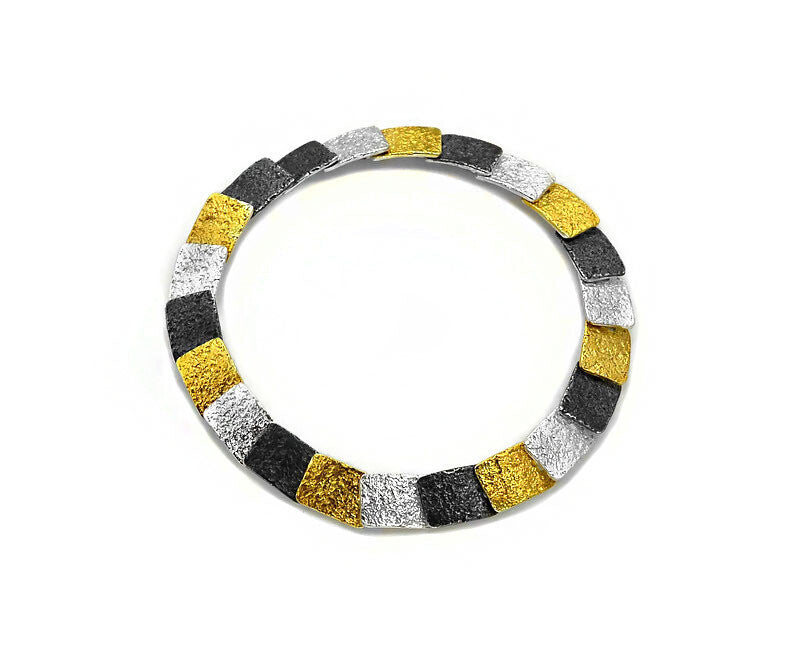 Eva Stone Silver, Gold Vermeil & Oxidised Silver Bracelet