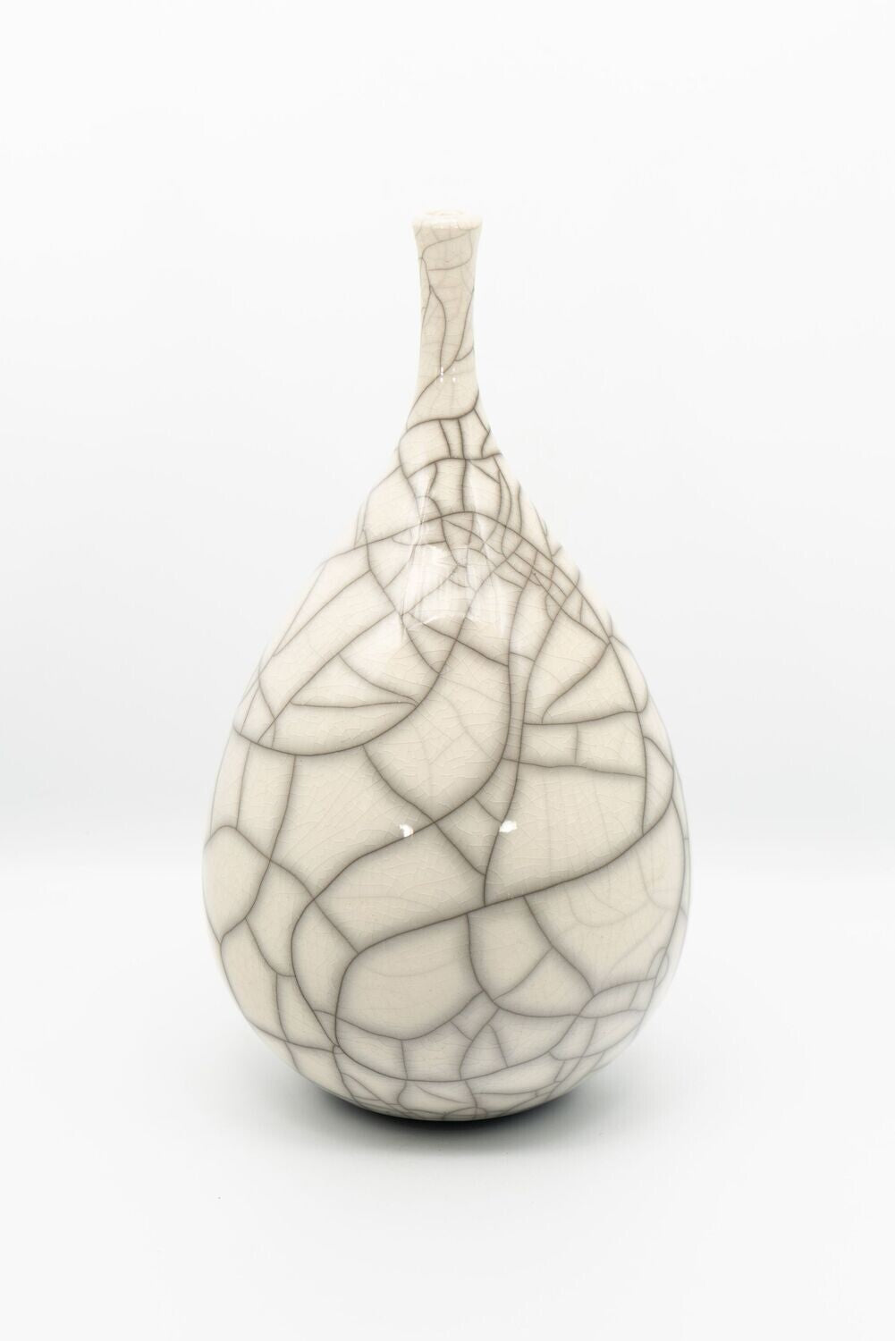 Raku White Teardrop Bottle