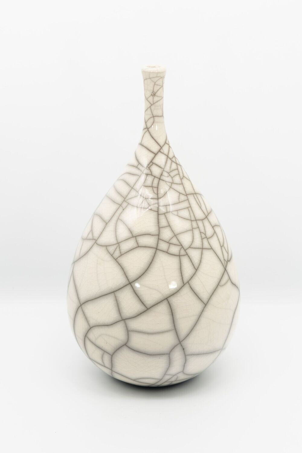 Raku White Teardrop Bottle