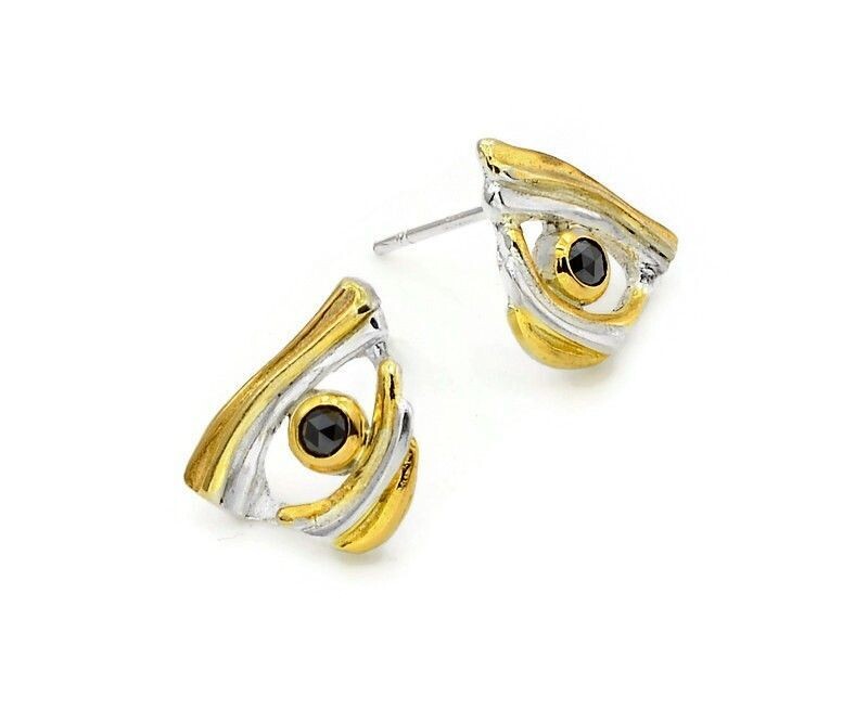 Gold, Silver & Black Diamond Studs