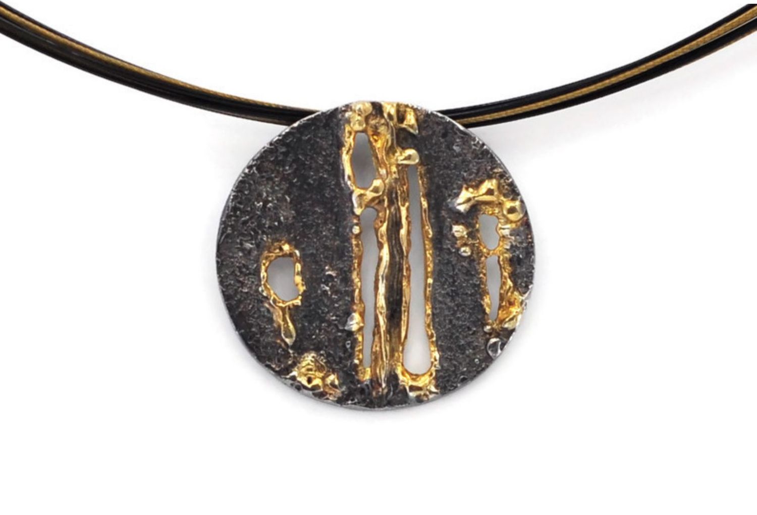 Oxidised Silver & Gold Pendant
