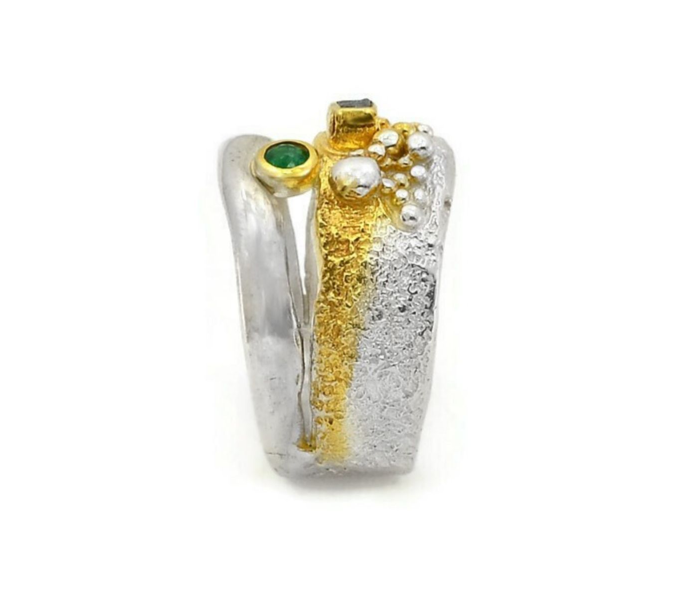 Rough Diamond & Emerald Designer Ring