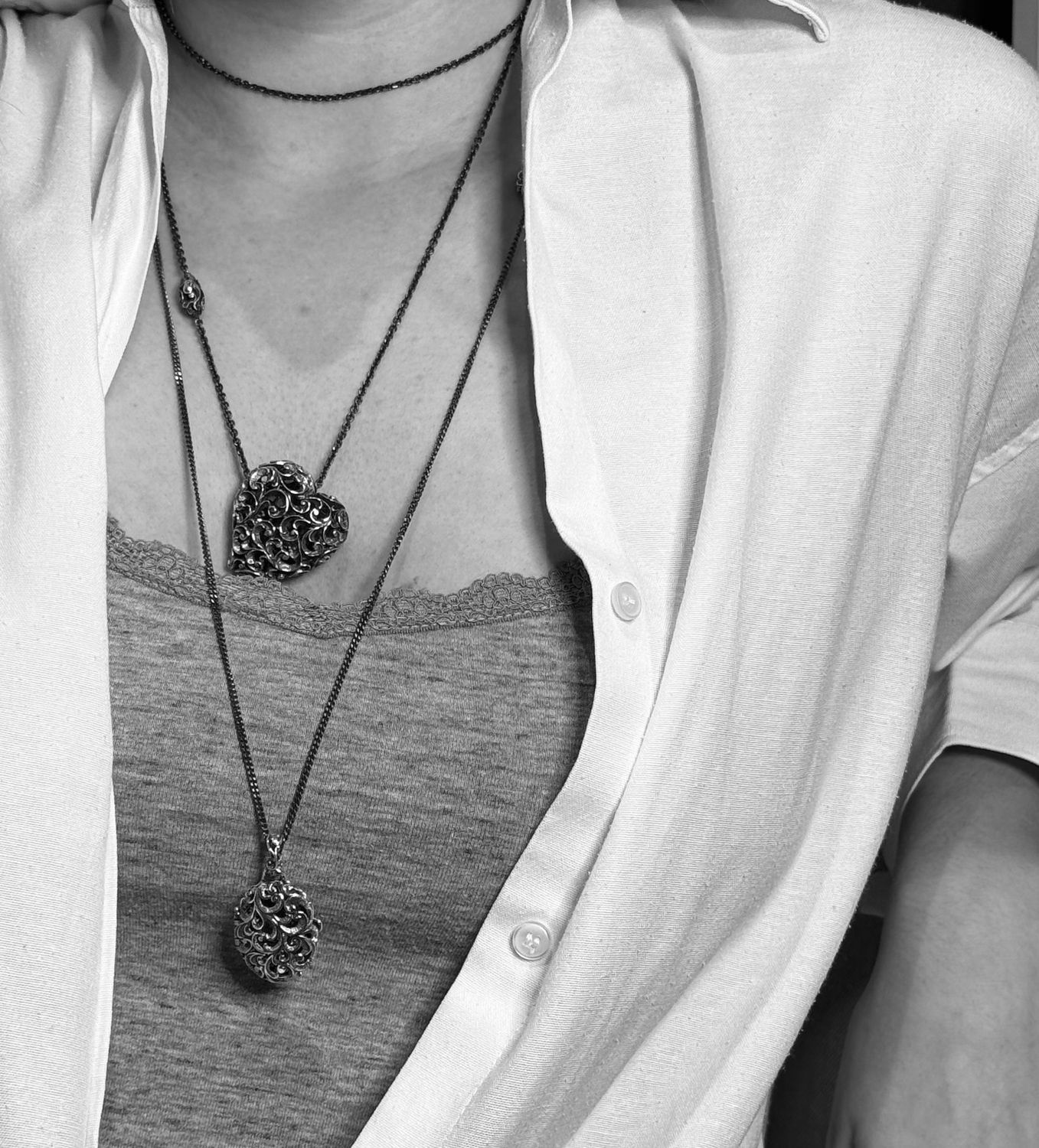 Carved Silver Heart with Citrine Inside