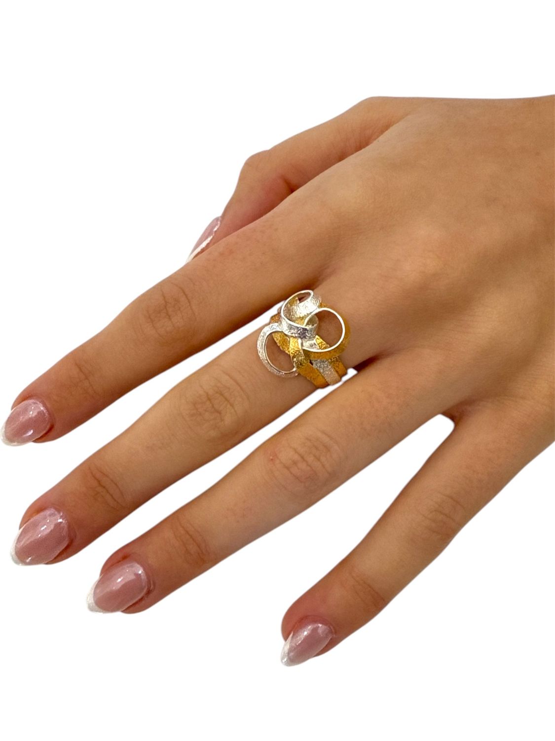 Knot silver & gold ring