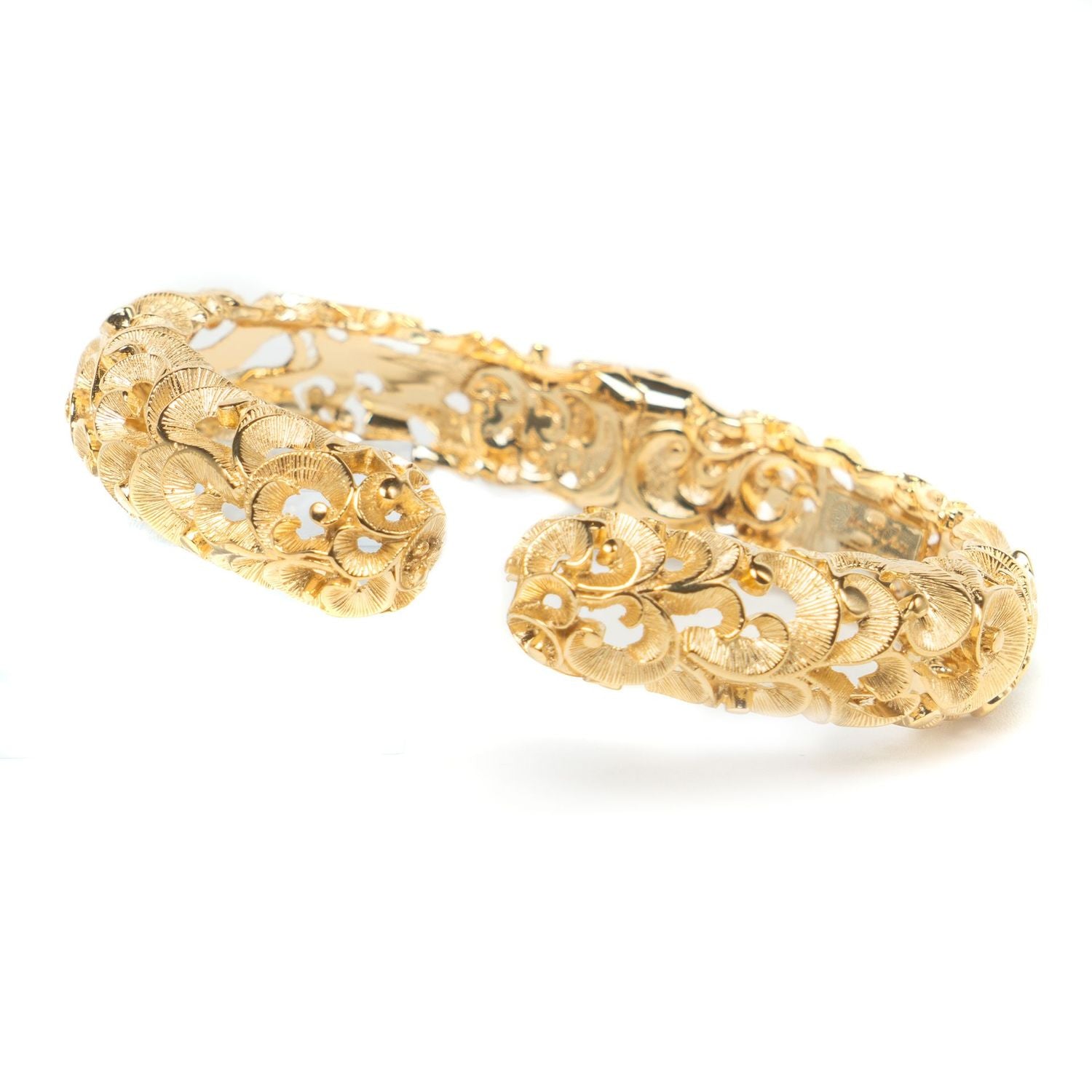 Maria e Luisa Handcrafted Hand Engraved Gold Vermeil cuff Bracelet