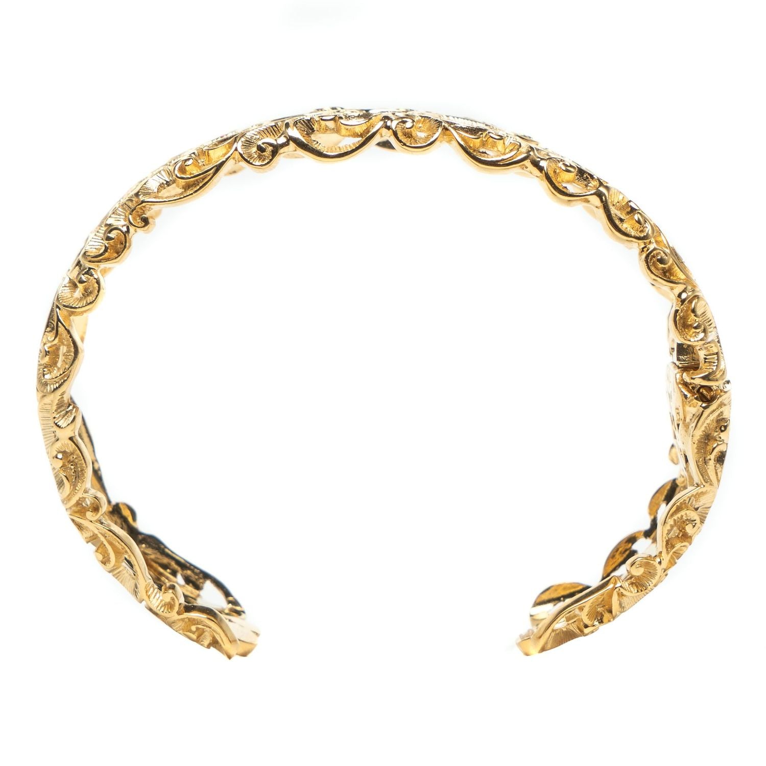 Maria e Luisa Handcrafted Hand Engraved Gold Vermeil cuff Bracelet