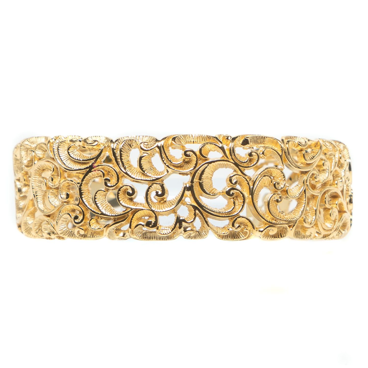 Maria e Luisa Hand Engraved Gold Vermeil Hinged Cuff Bracelet