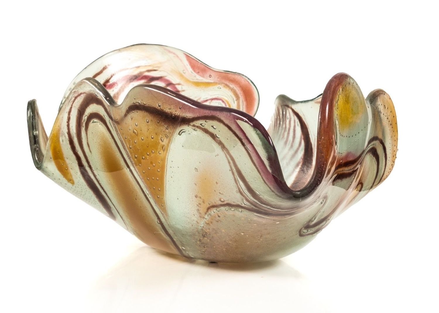 Amber and crimson waves in glass