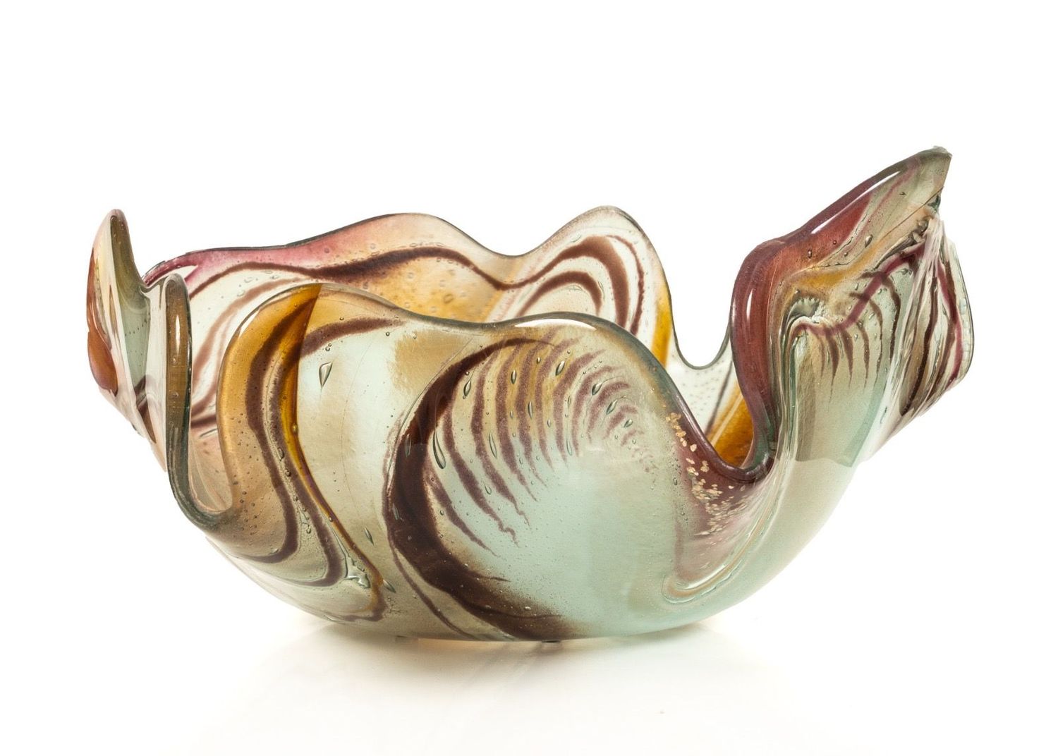 Amber and crimson waves in glass