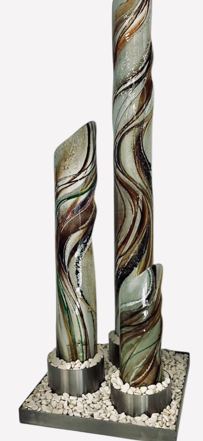 Set of three glass columns browns