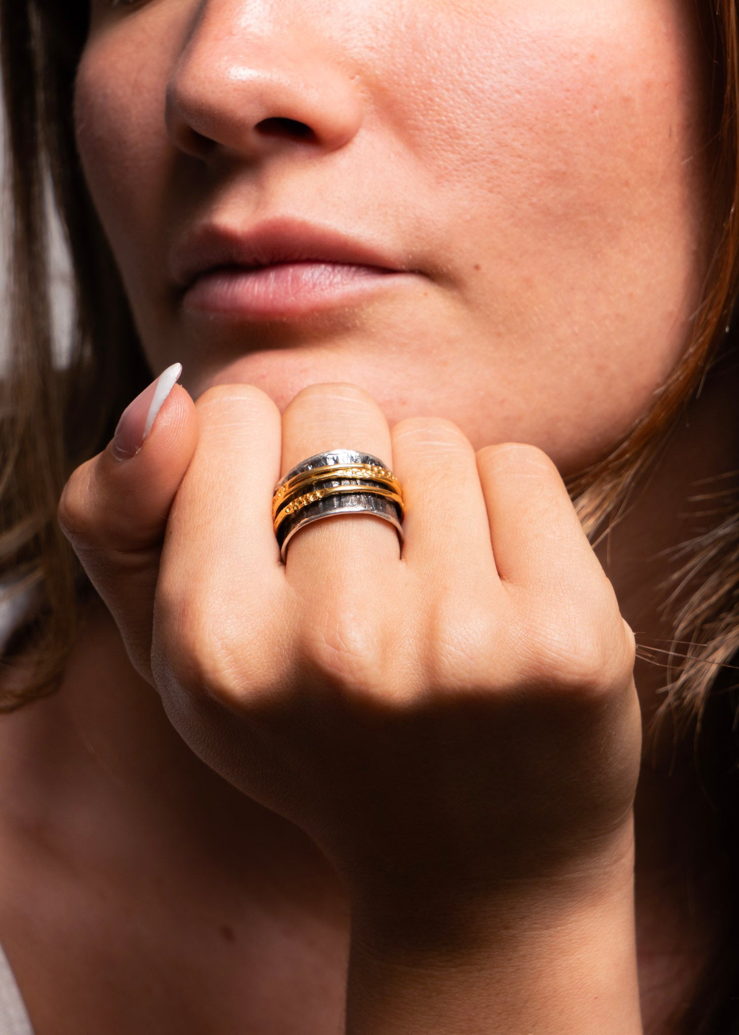 Oxidised Silver & Gold Vermeil Spinning Ring