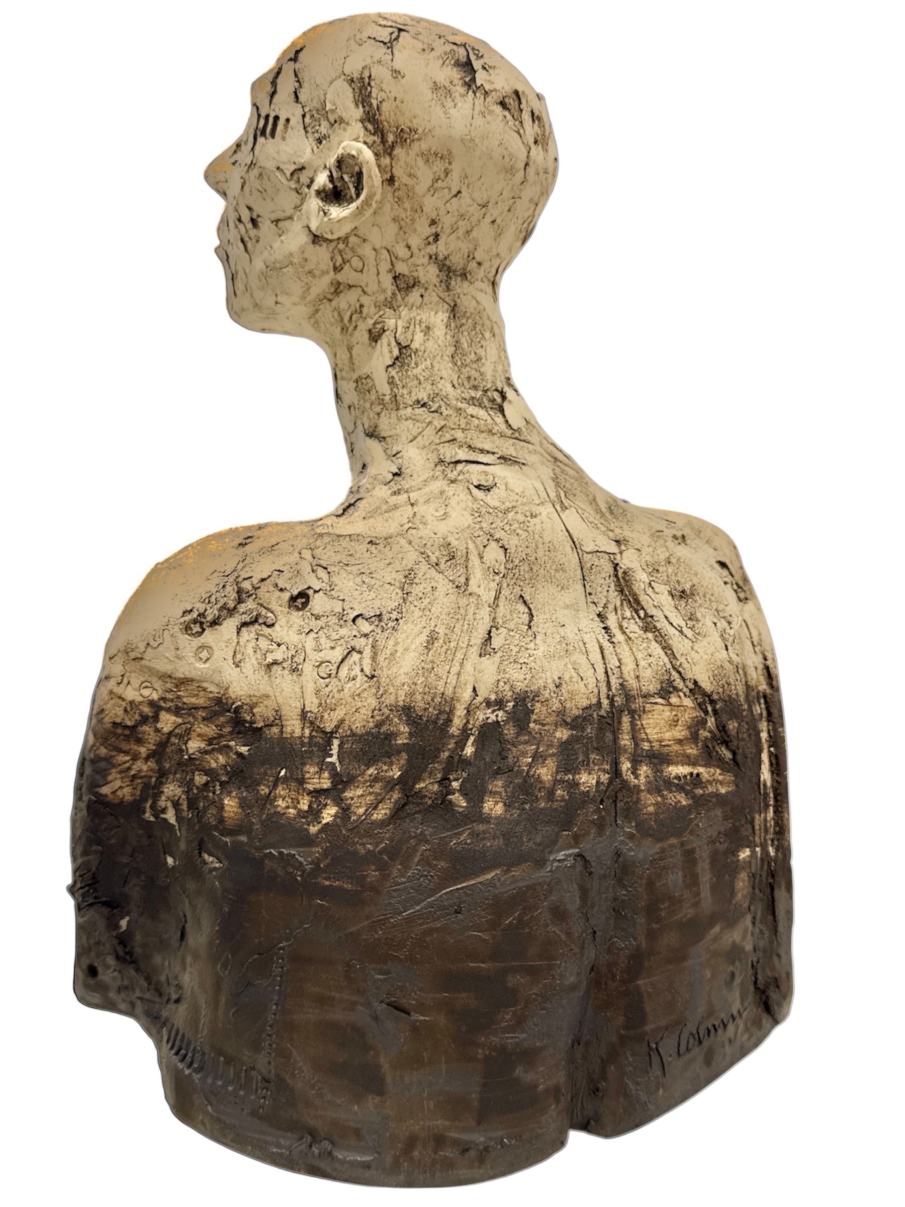 Vintage bust sculpture on a white background
