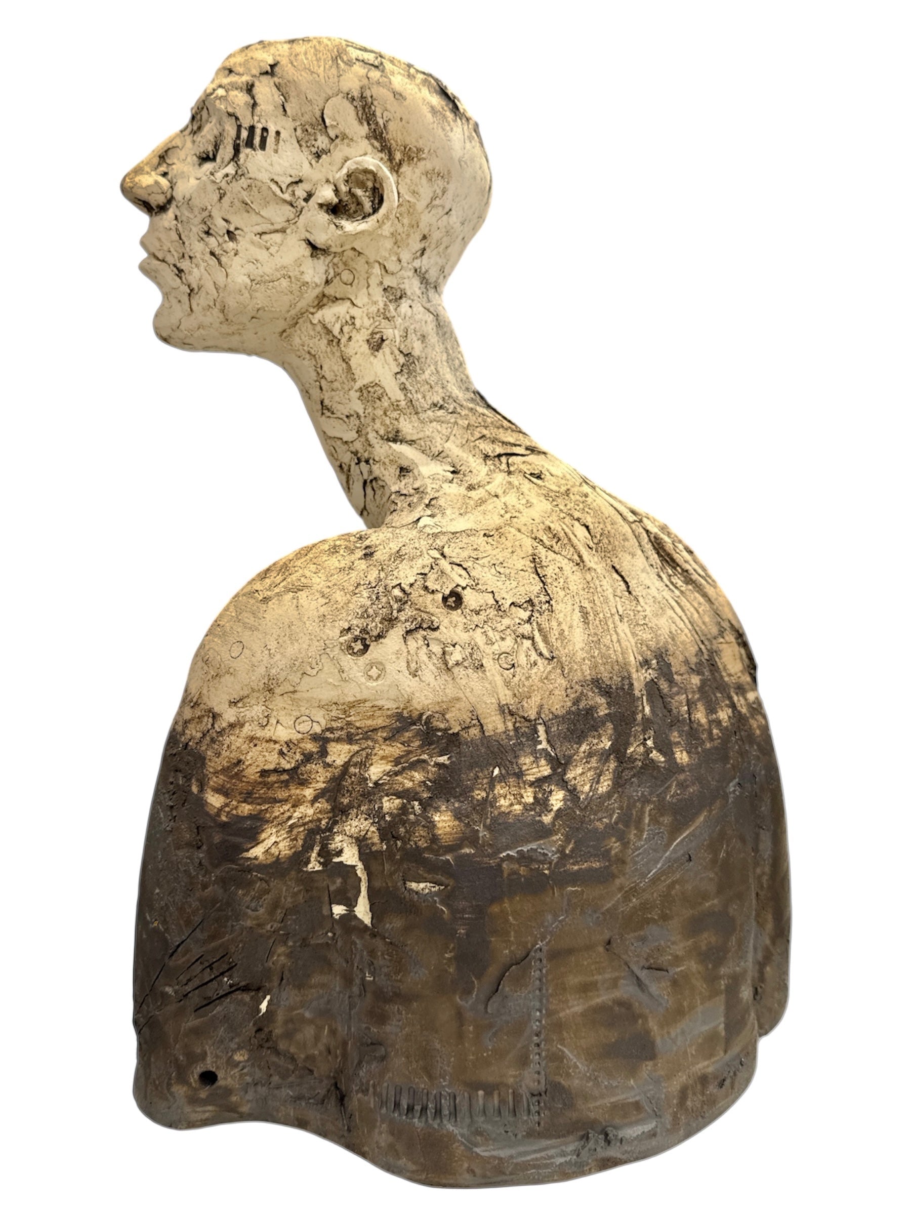 ceramic bust on a white background