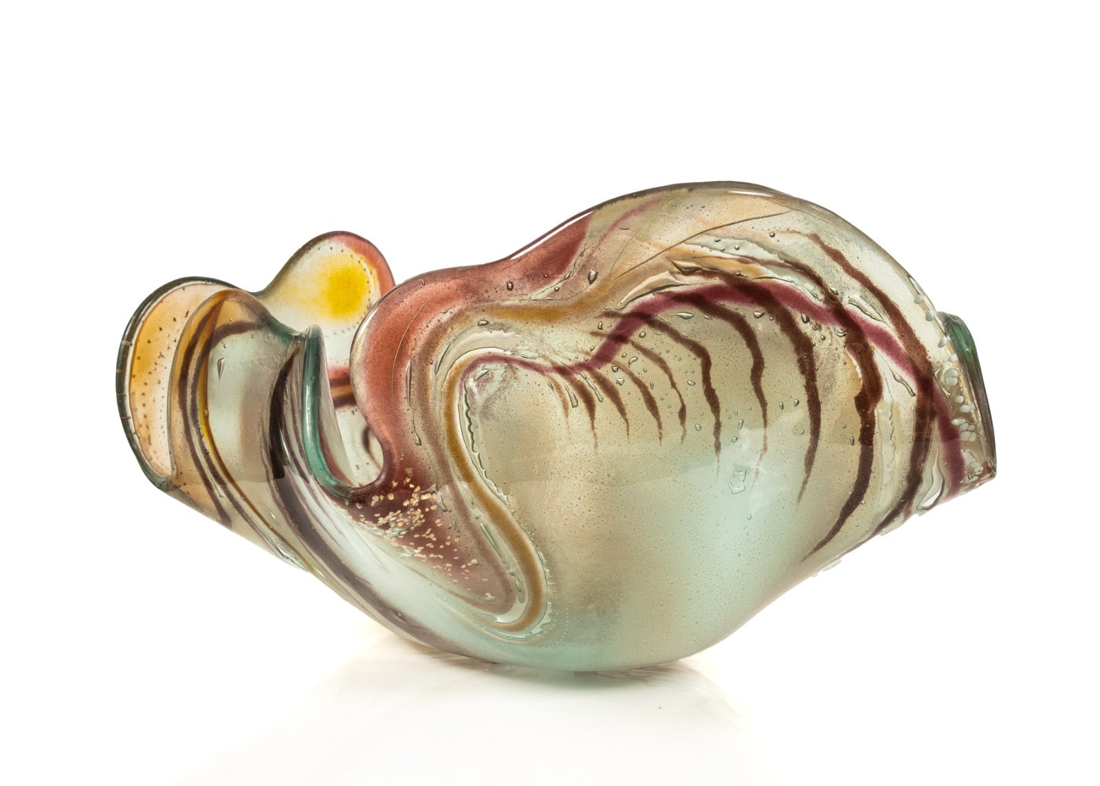 Colorful glass sculpture on a white background