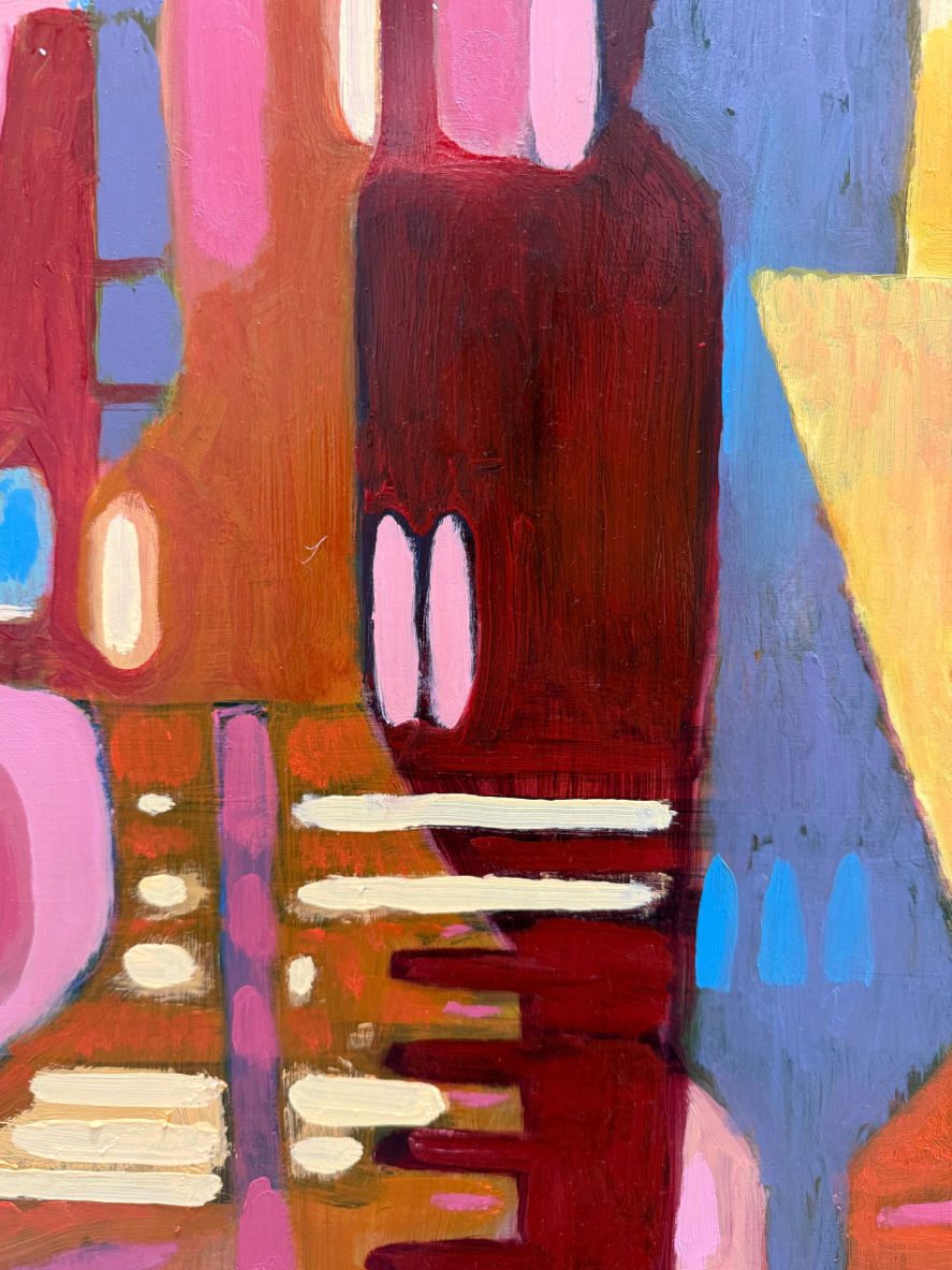 Close up Abstract artwork with colorful shapes and patterns