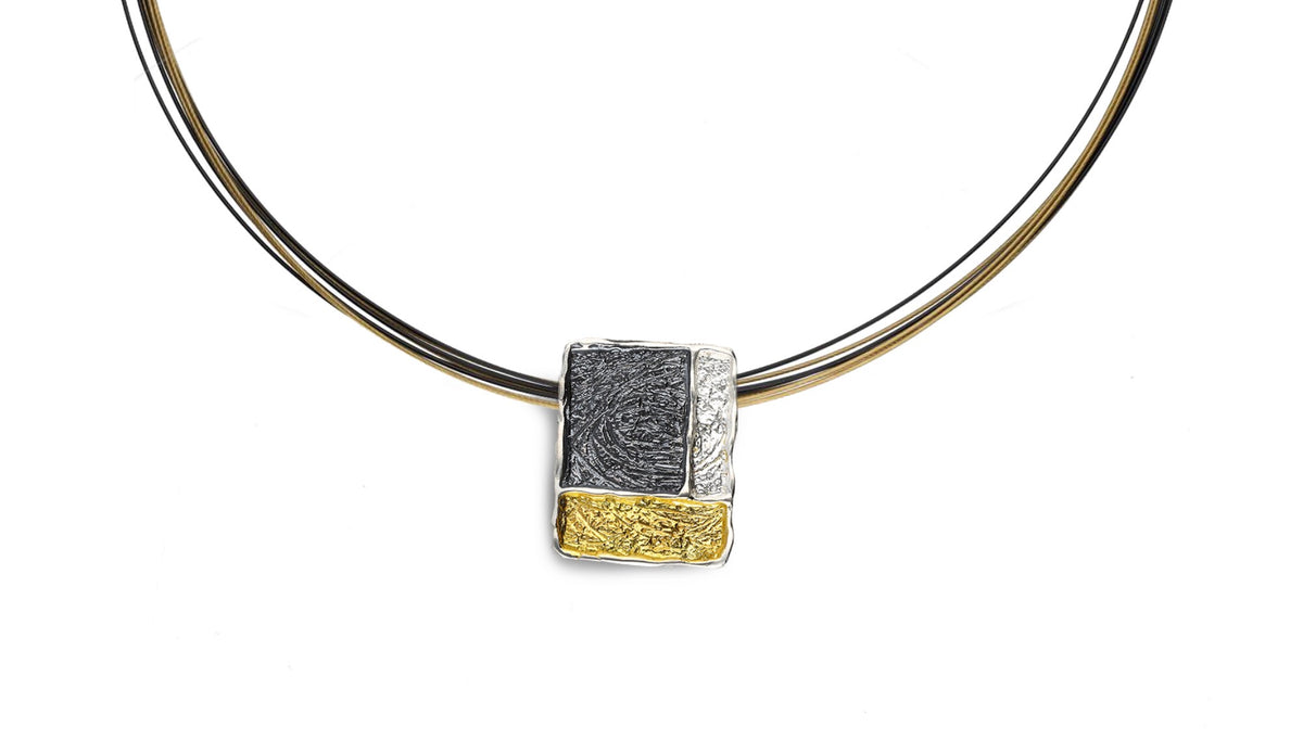 Textured Silver & Gold Vermeil Pendant – Eva Stone