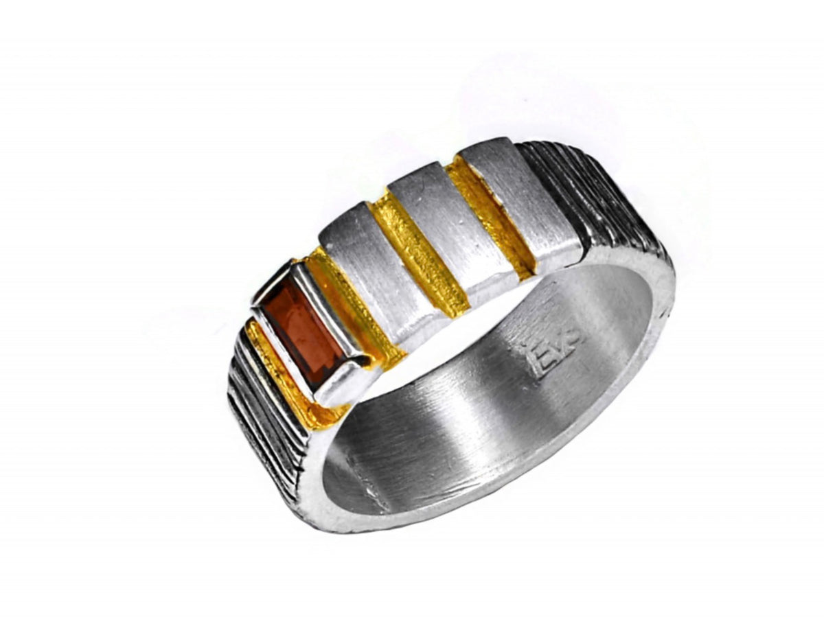 Garnet Sterling Silver & Gold Vermeil Ring