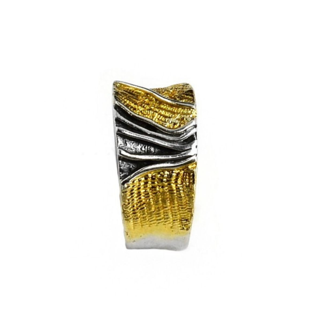 Eva Stone Textured Gold Vermeil Statement Ring in Sterling Silver