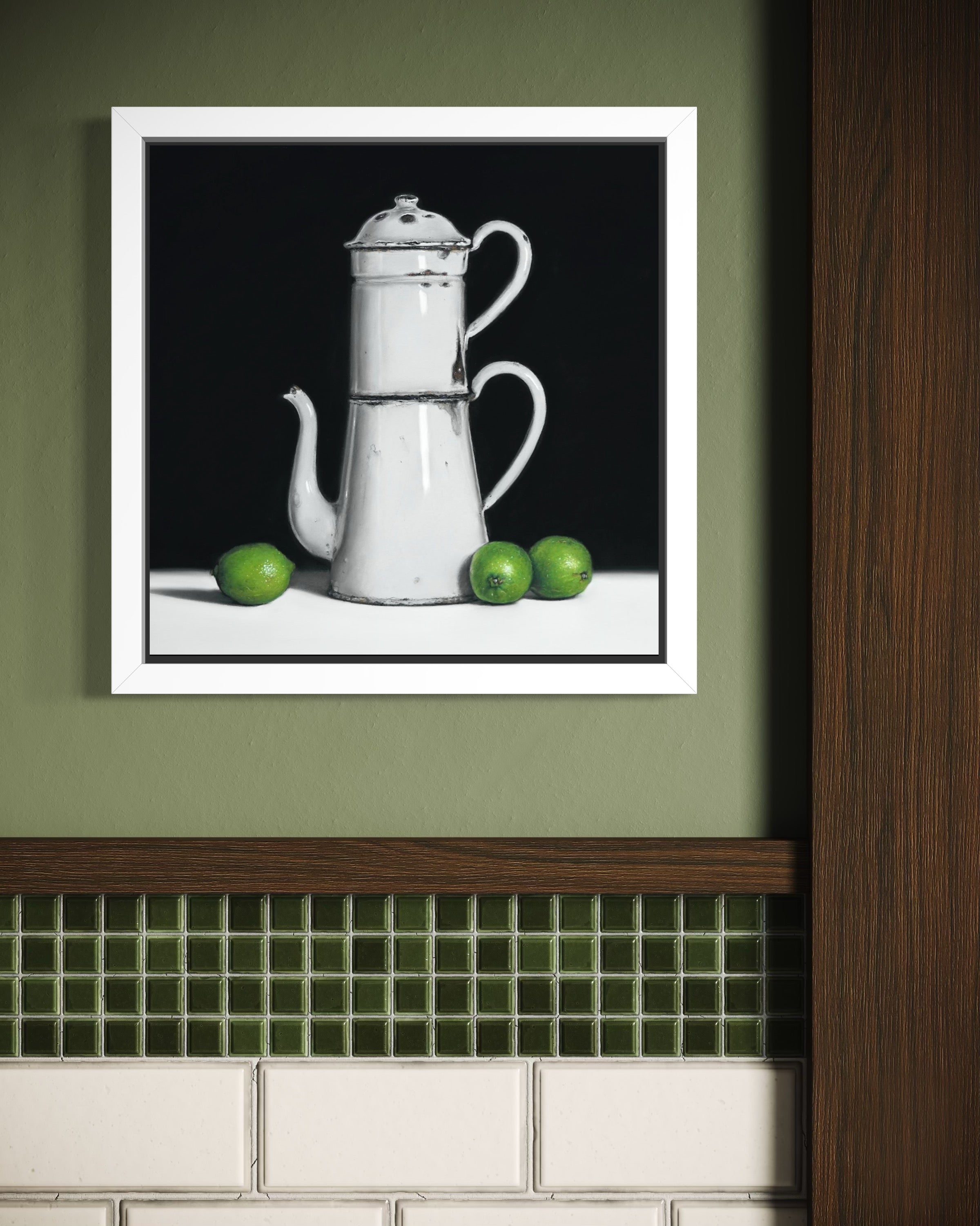White Coffee Pot & Limes