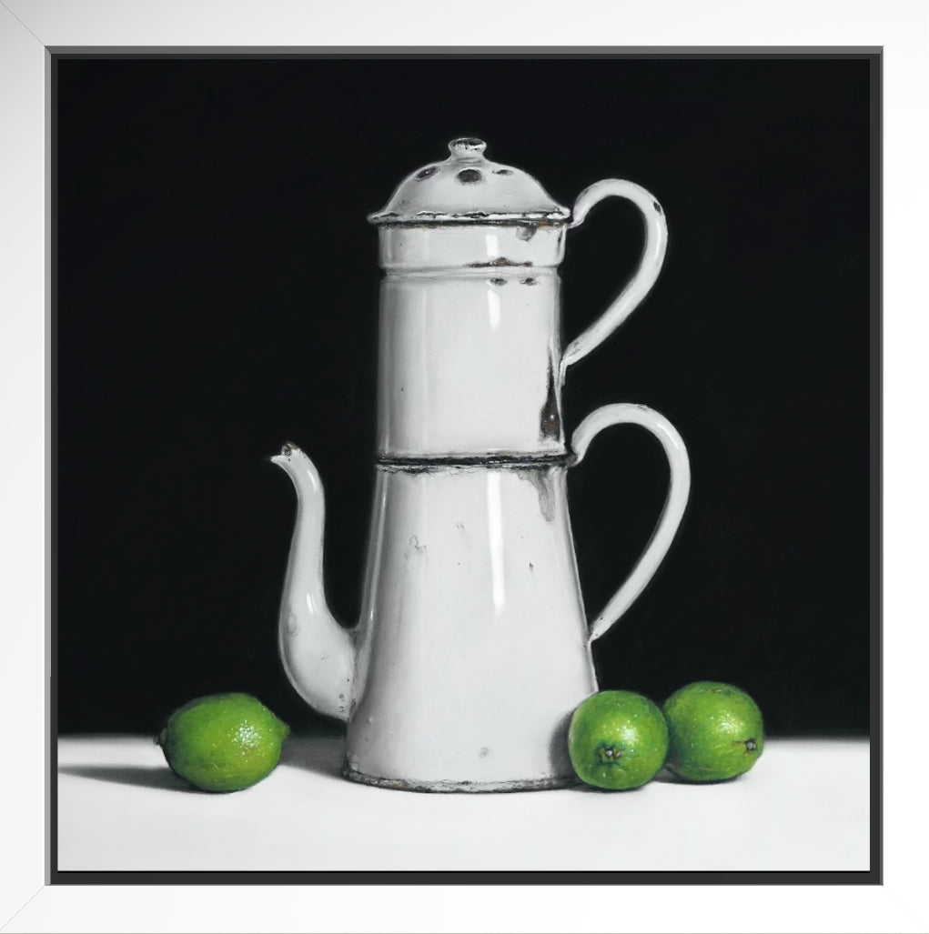 White Coffee Pot & Limes