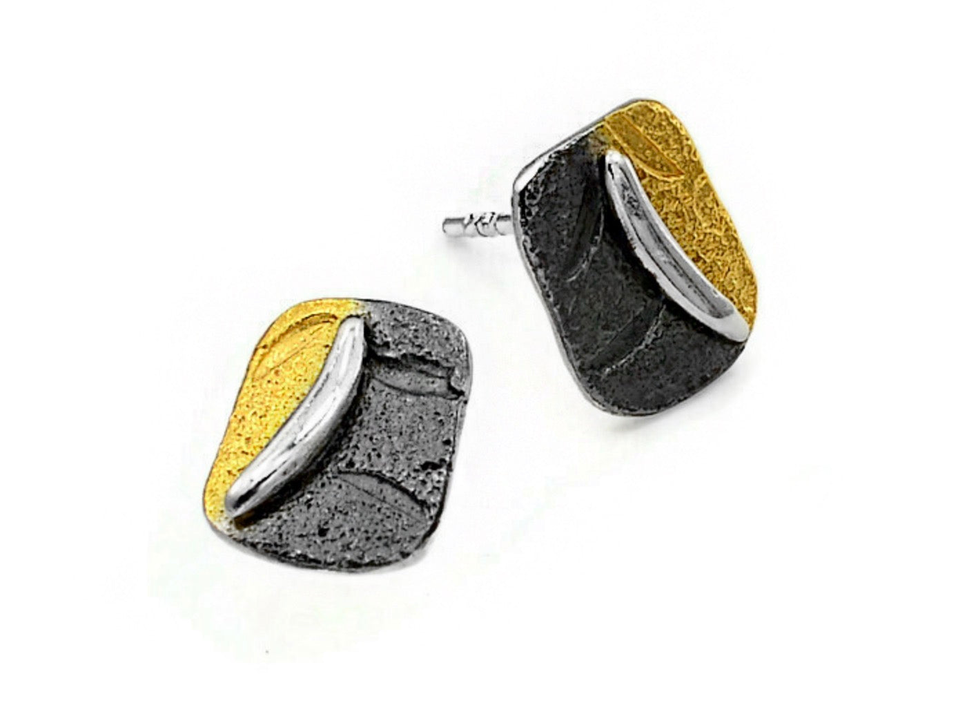Eva Stone Oxidised Silver Stud Earrings