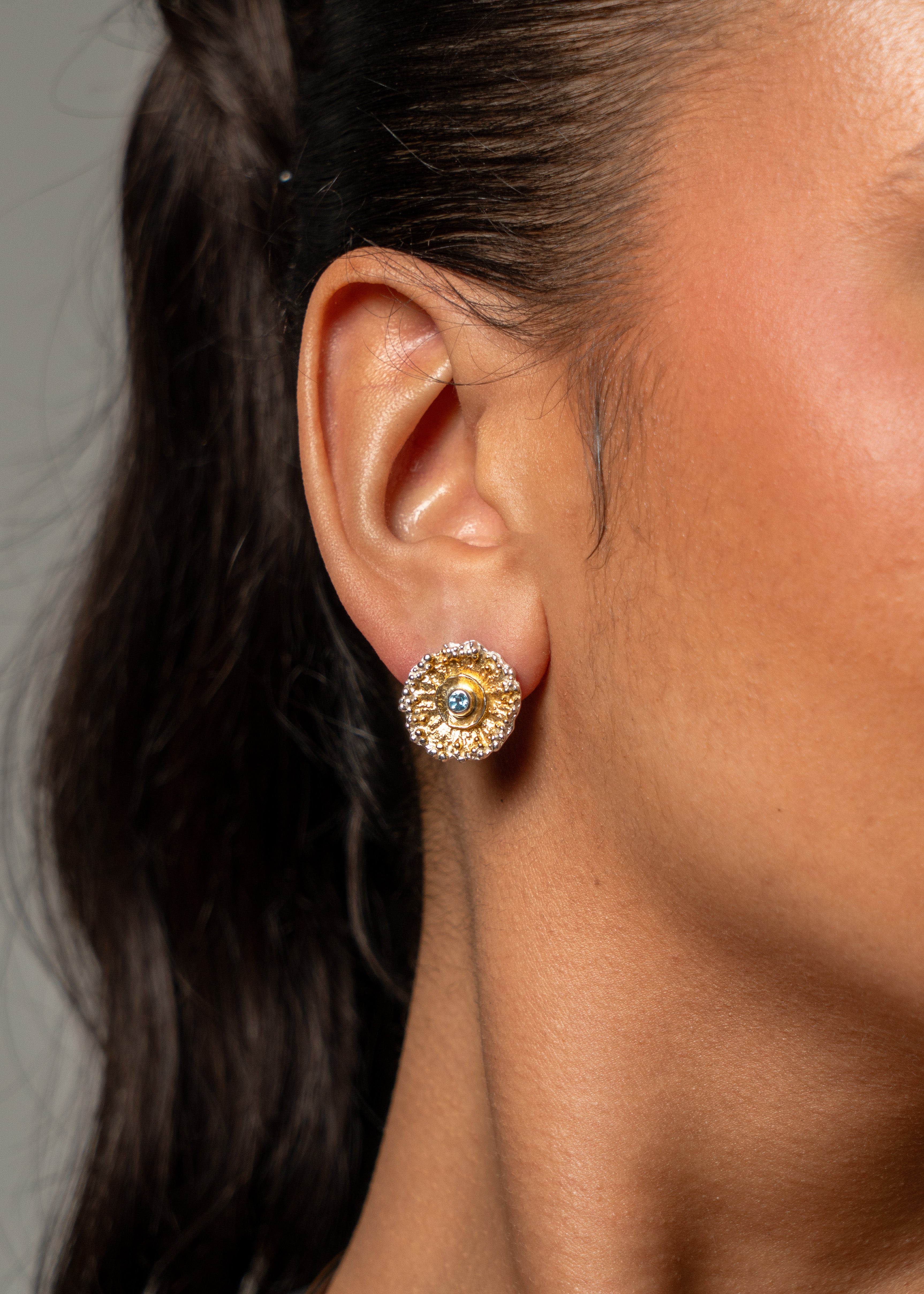 Eva Stone Blue Topaz Statement Stud Earrings