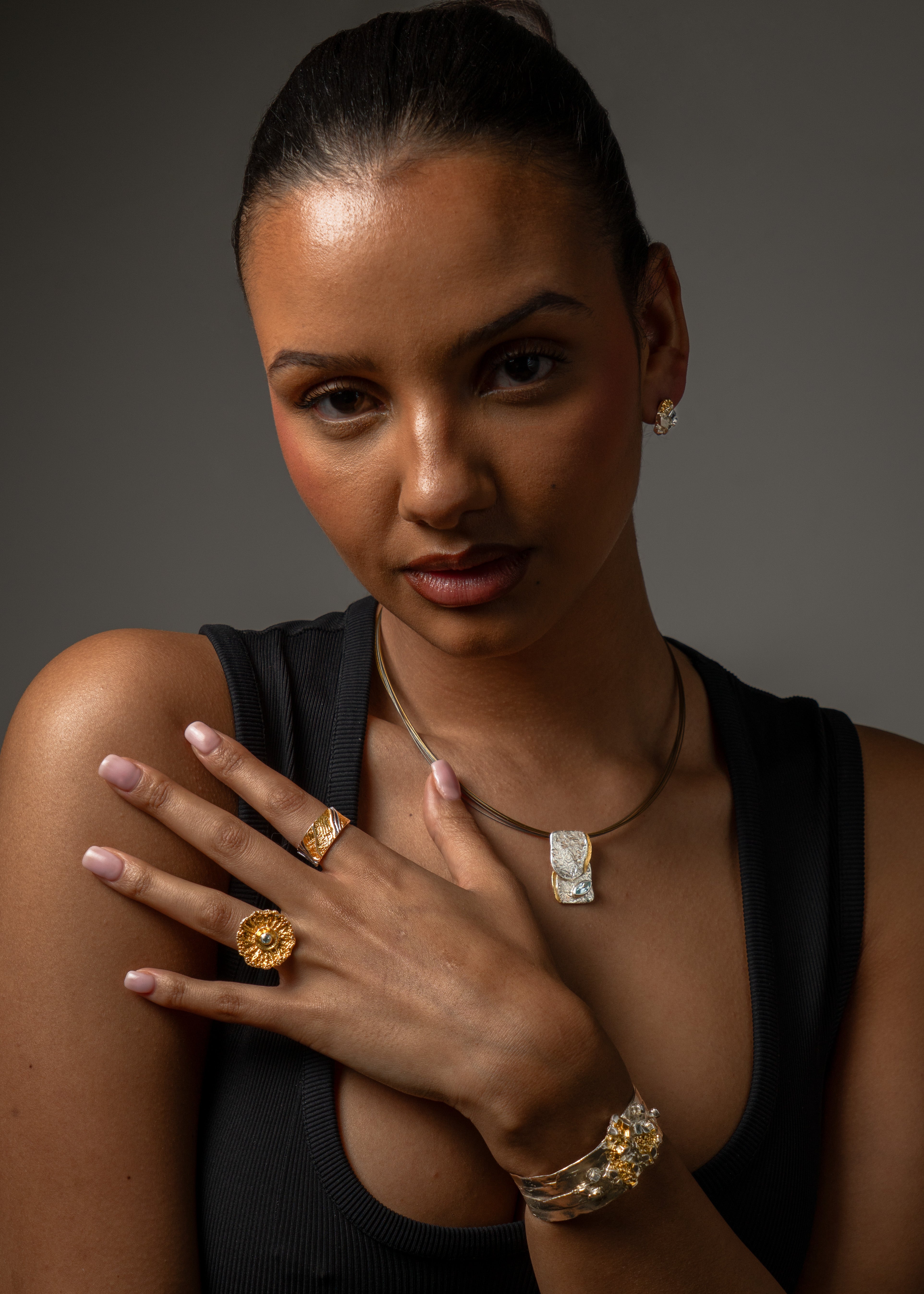 Eva Stone Silver & Gold Vermeil Pendant with Blue Topaz