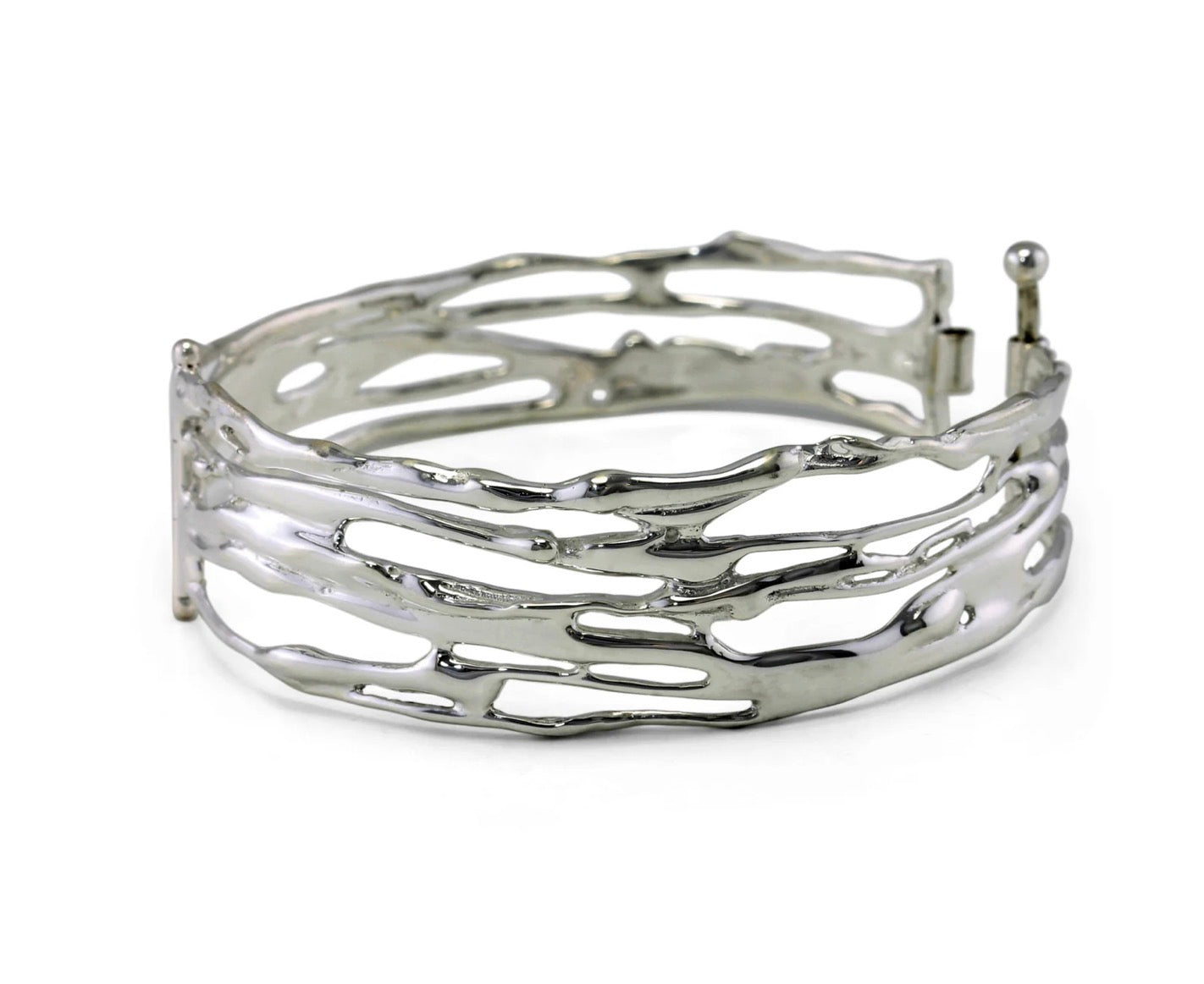 Organic Sterling Silver Hinged Bangle