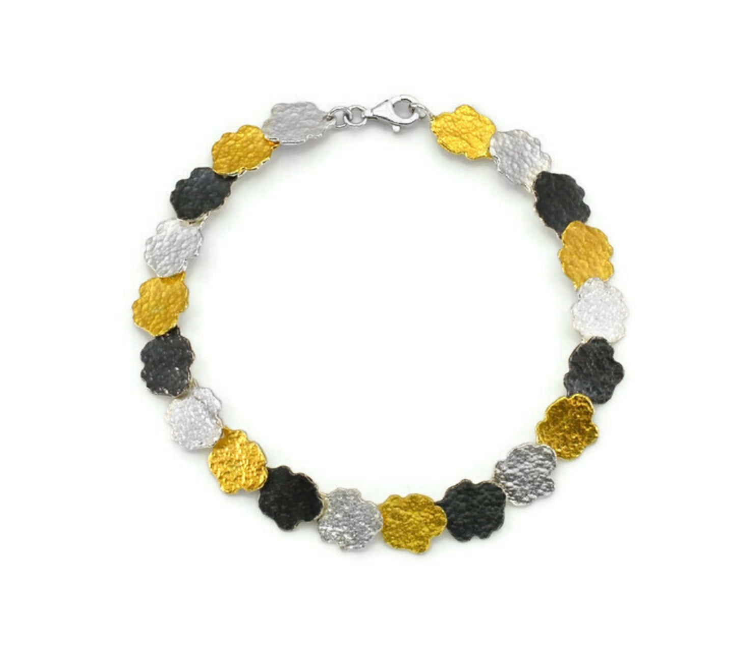 Eva Stone Textured Silver & Gold Bracelet