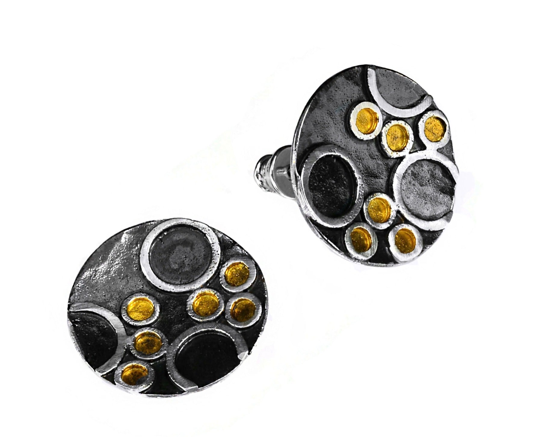 Oxidised Silver & Gold Vermeil Stud Earrings