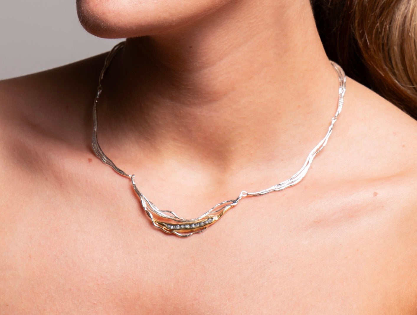 Rough Diamond Wave Necklace.