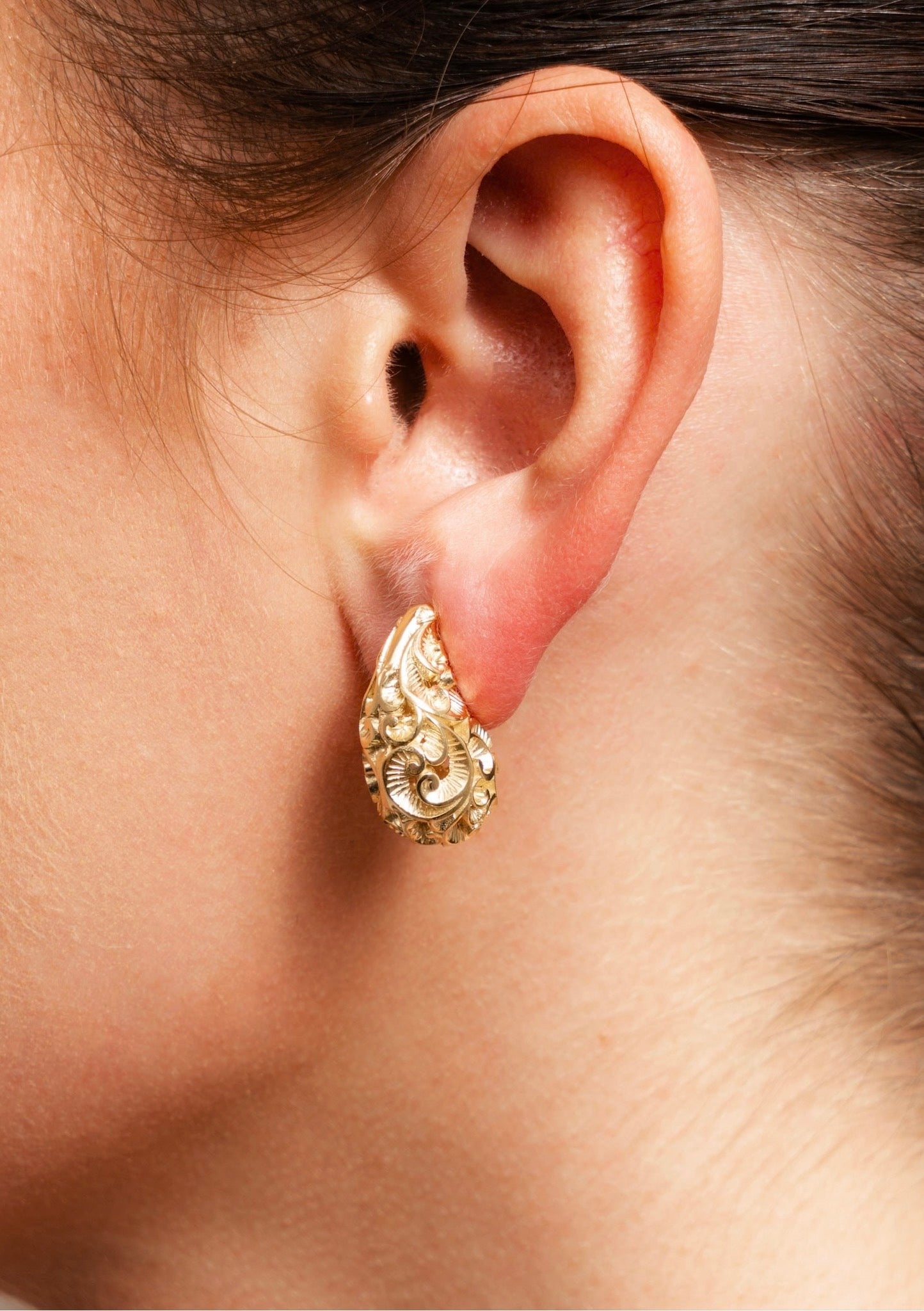 Gold Engraved Italian Designer Earrings