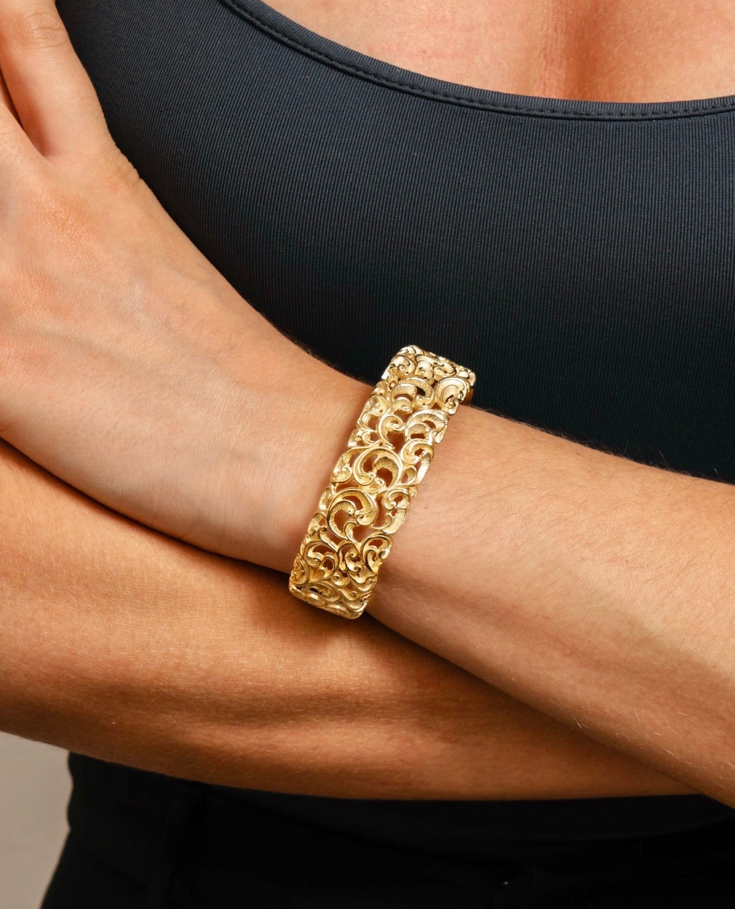 Gold Vermeil Engraved Cuff Bracelet