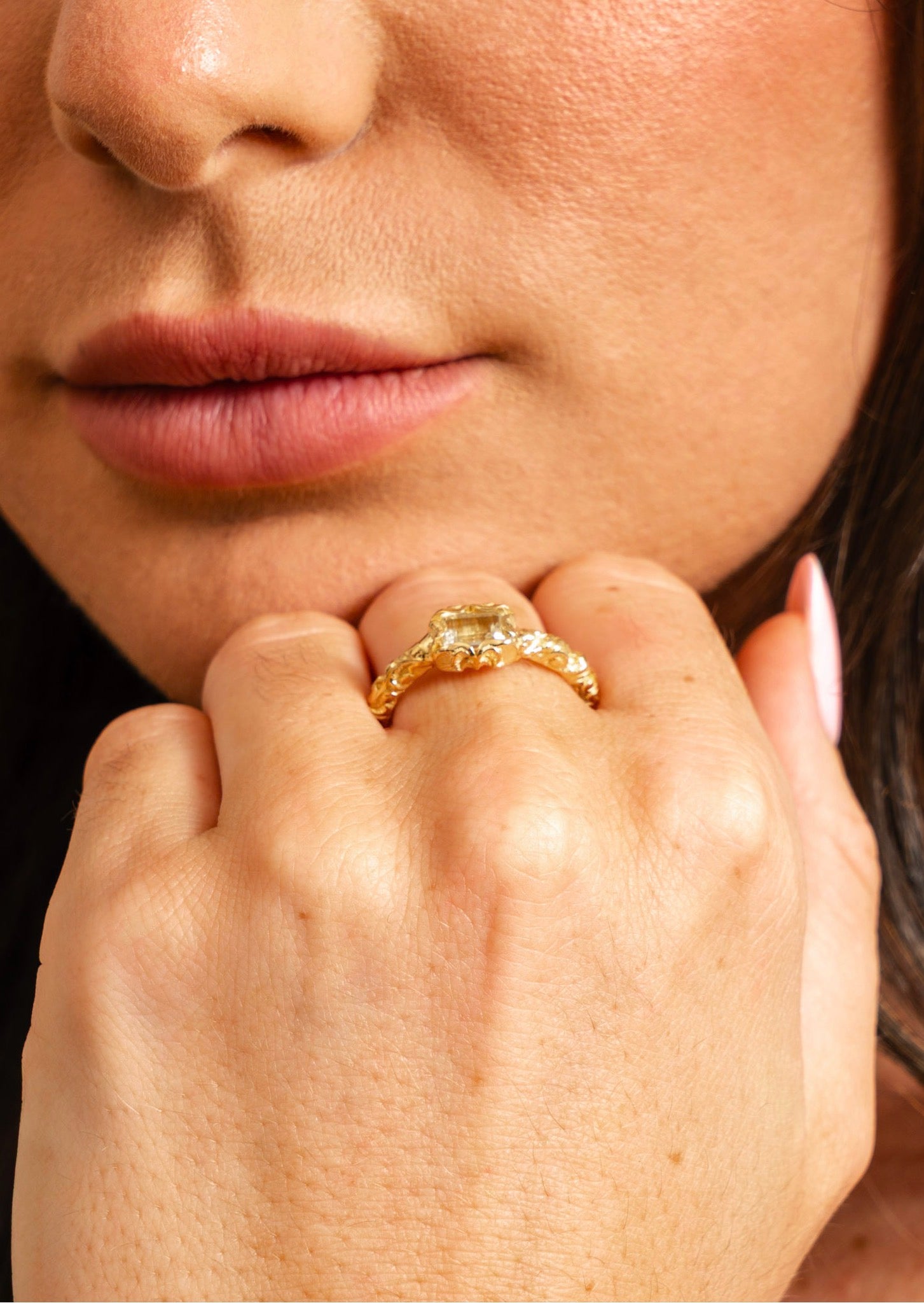 Maria e Luis Shri Prasiolite Gold Ring