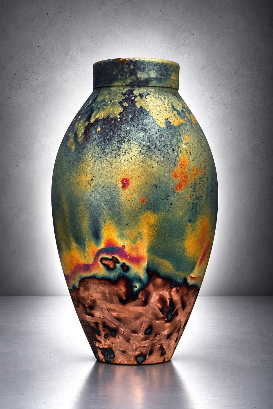 Raku Copper Fired Ceramic vessel