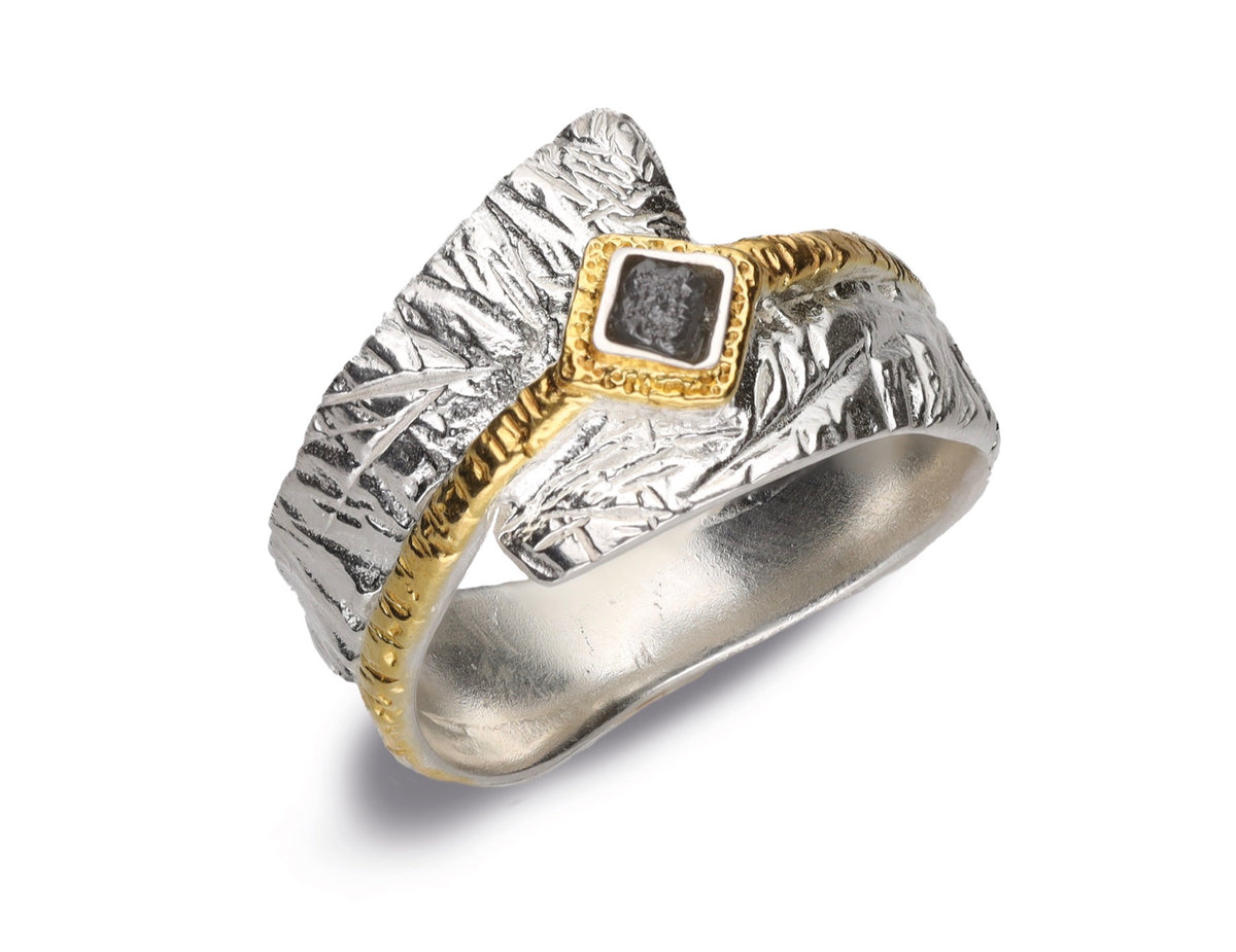 Rough Diamond, Sterling Silver & Gold Vermeil Statement Ring