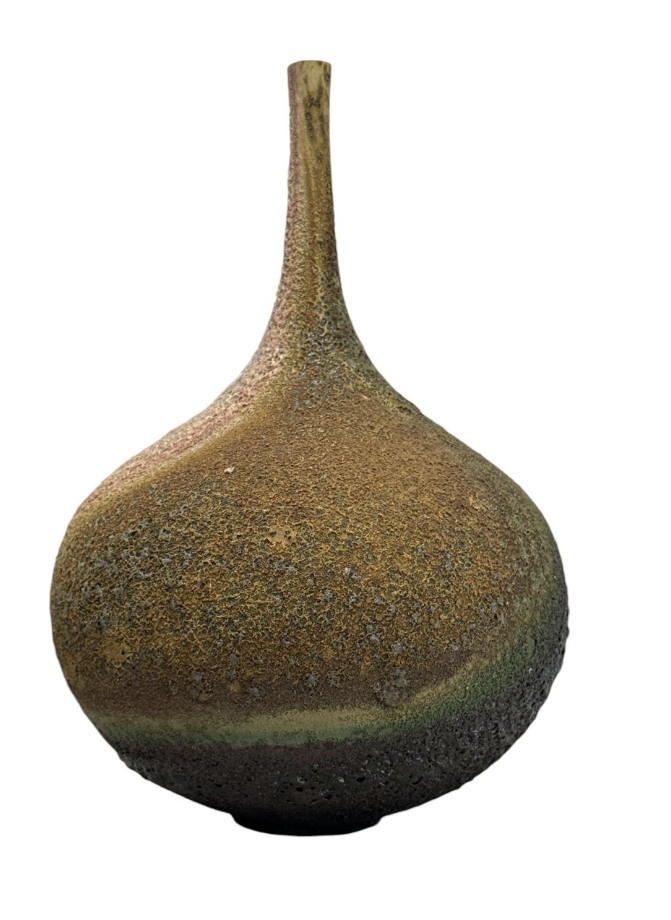 Textured ceramic vase on a white background