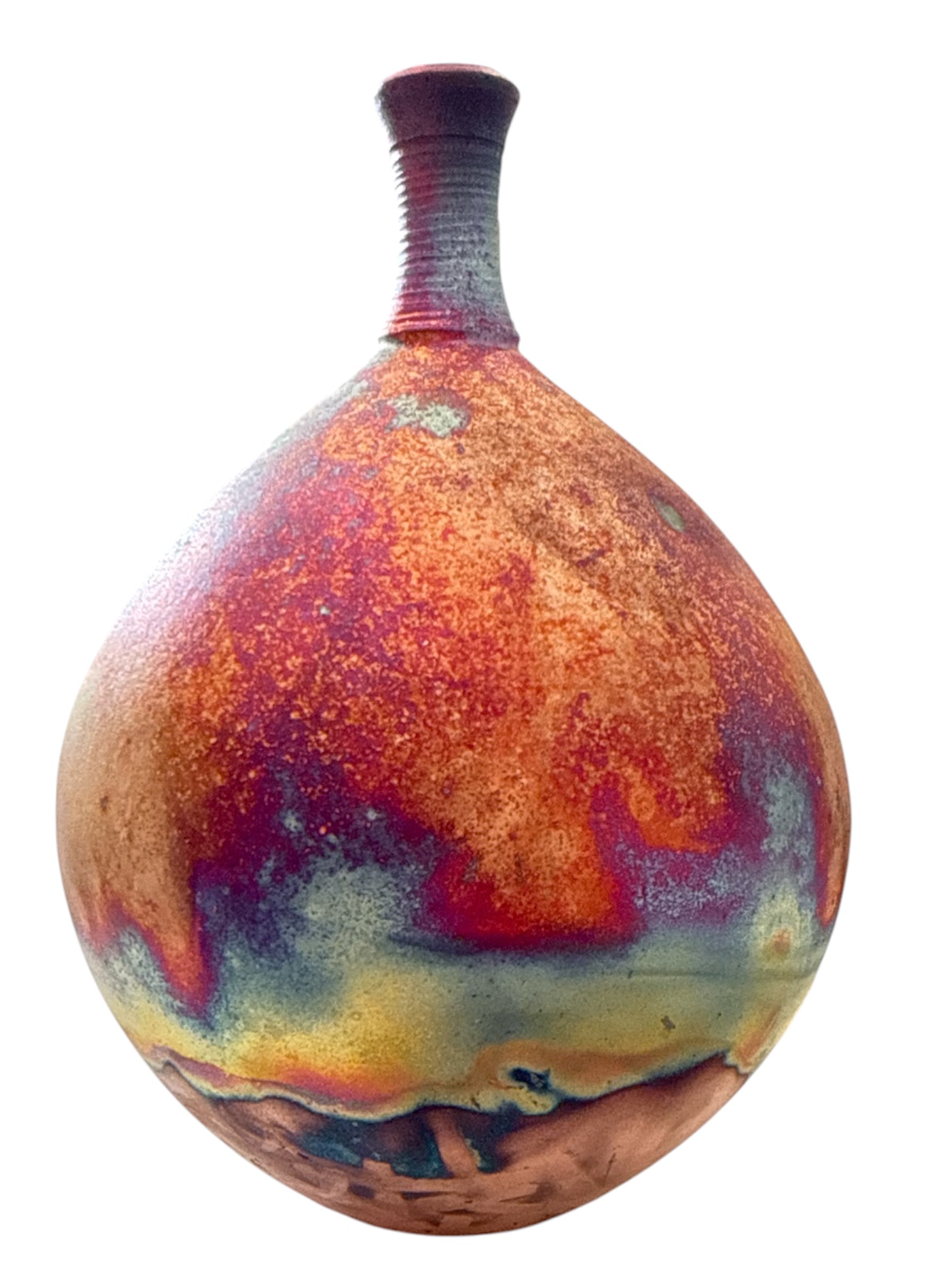 Small Wide Raku Fired Ceramic Pot