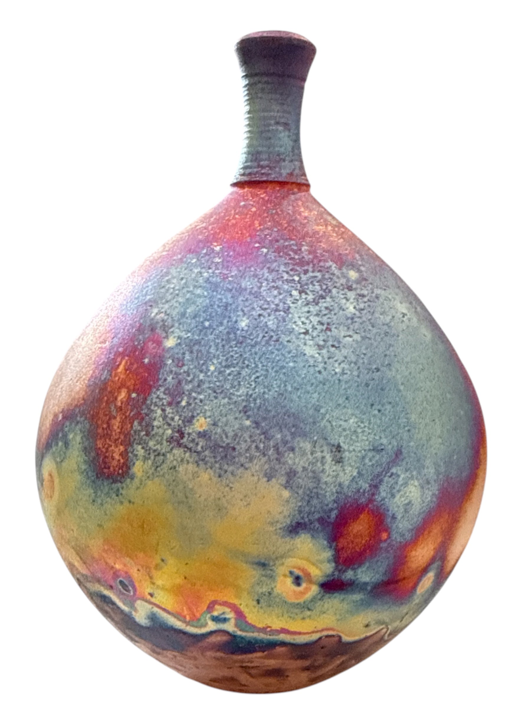 Small Wide Raku Fired Ceramic Pot
