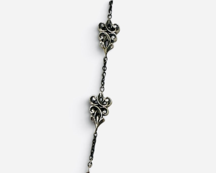 Ornate Burnished Silver Link Bracelet