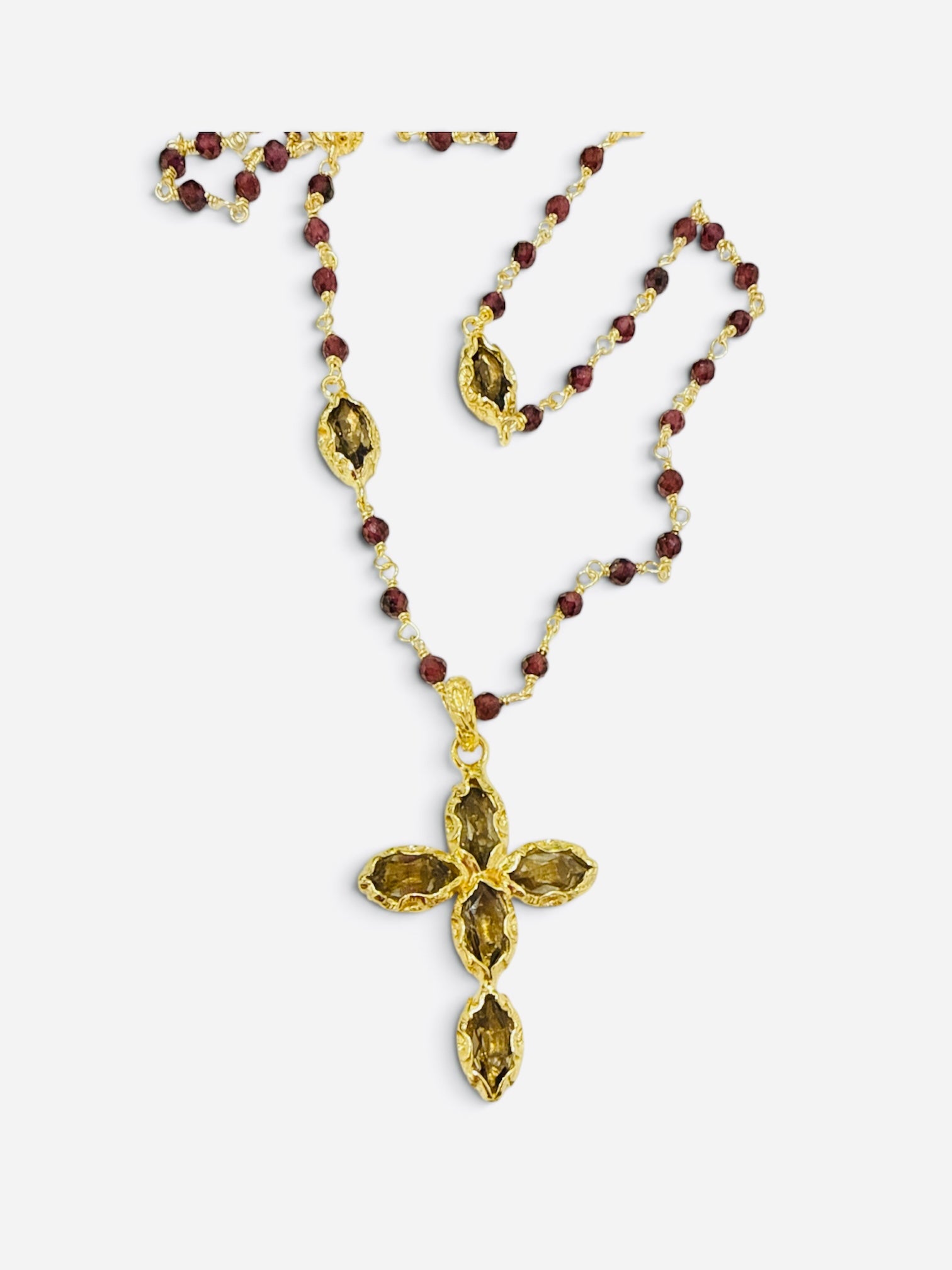 Maria e Luisa Gold Vermeil & Smoky Quartz Cross Necklace