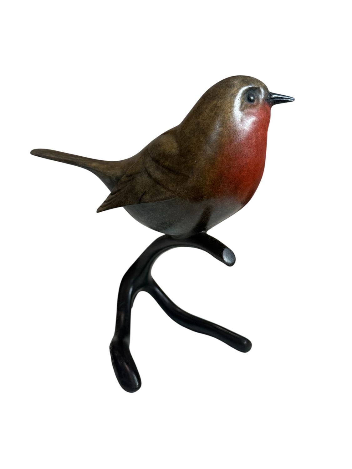 bronze bird figurine on a white background