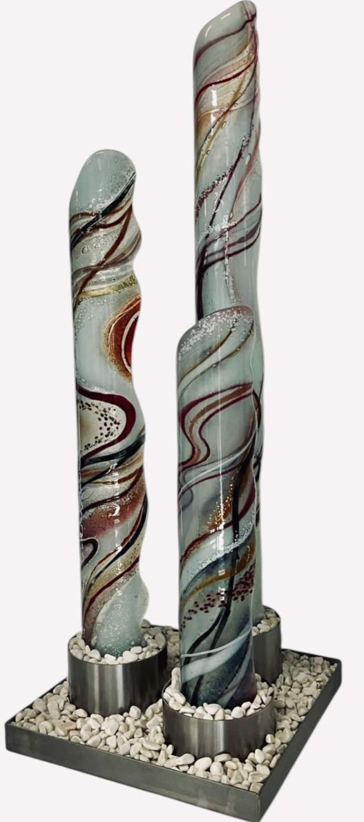 Set of Three Glass Columns- Dusky Pink