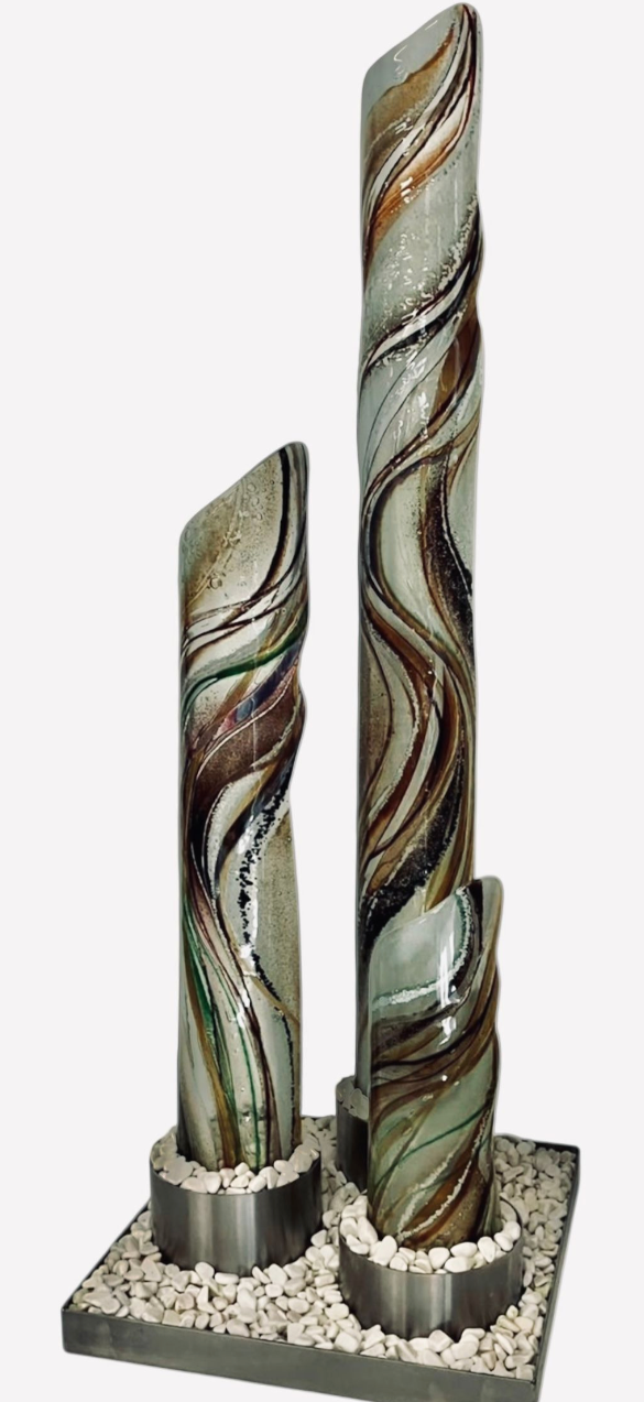 Set of Three Glass Columns- Browns